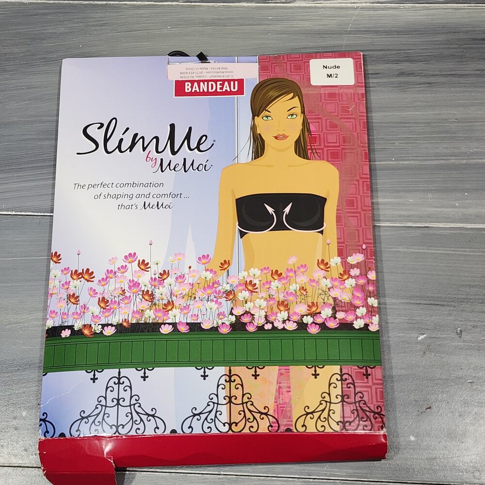 MeMoi SlimMe Strapless Seamless Bandeau Bra Shaper‎ Beige Size Medium
